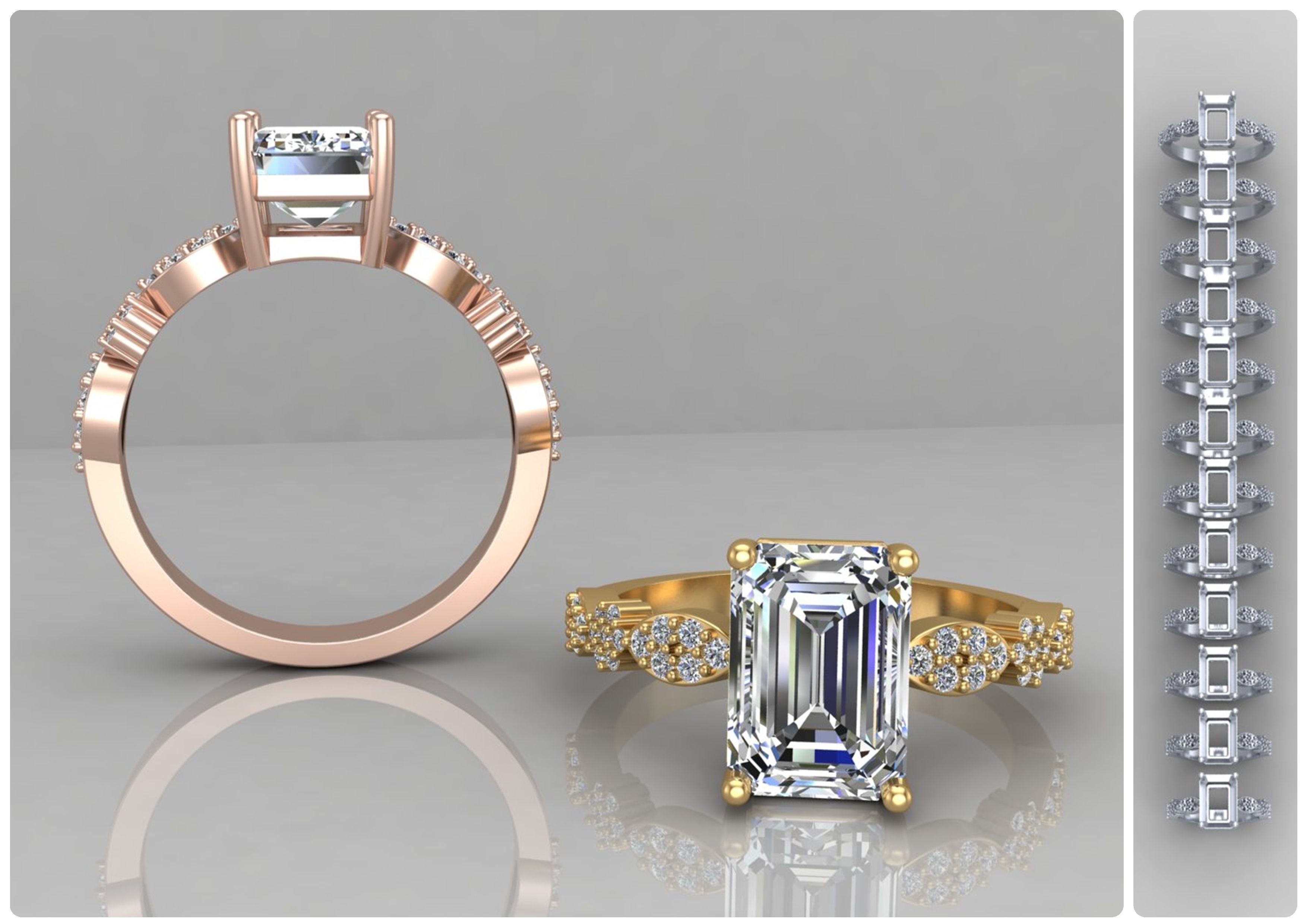 Pack of Emerald rings 55-MWC 3D print model_2