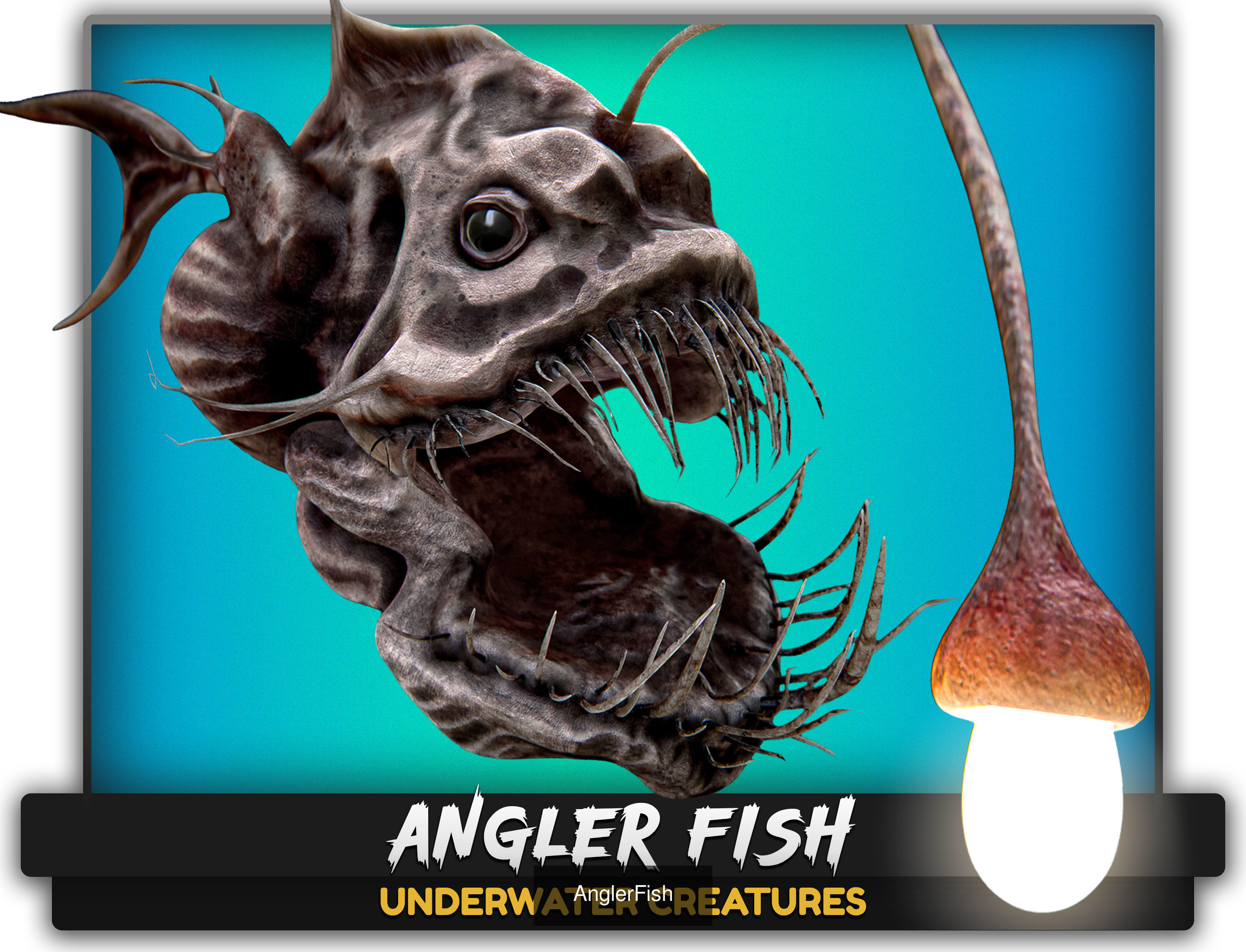 Ocean Monster Fish Pack - Fish low poly model - horror fish - 0 3D Model Collection_7