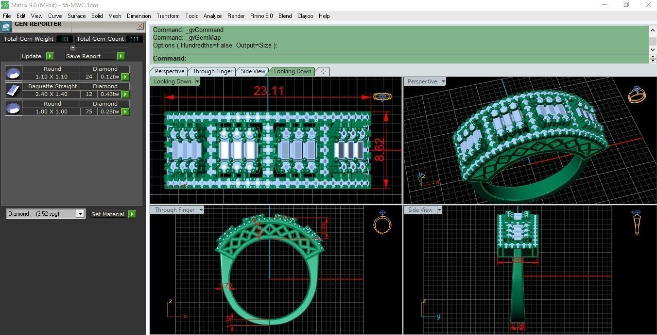 Pack of baguette rings 56-MWC 3D print model_3
