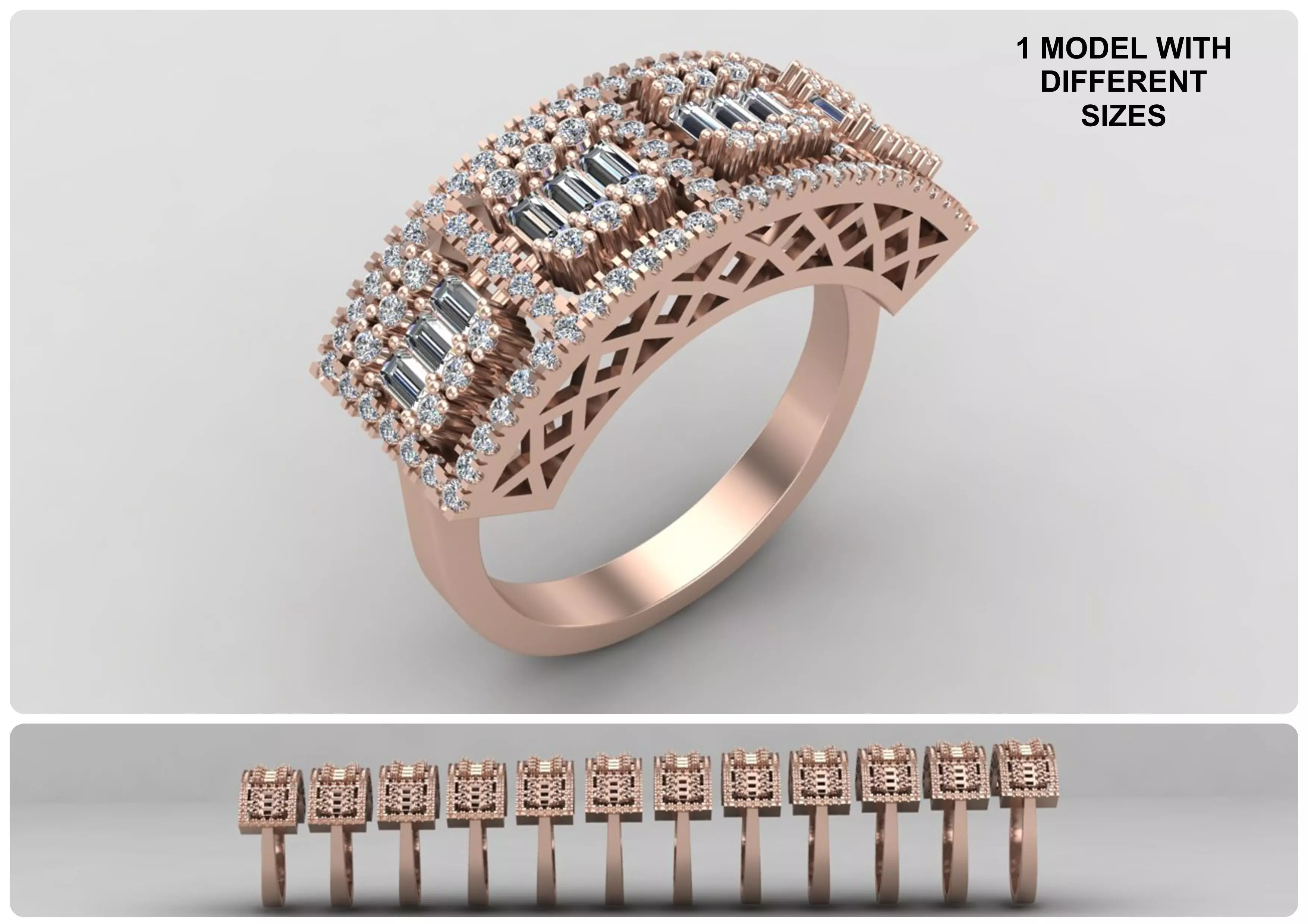Pack of baguette rings 56-MWC 3D print model_0