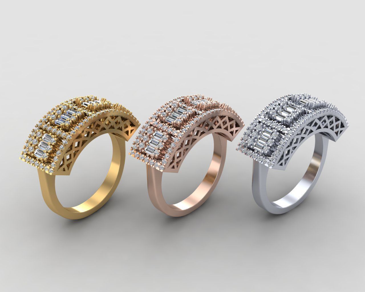 Pack of baguette rings 56-MWC 3D print model_9
