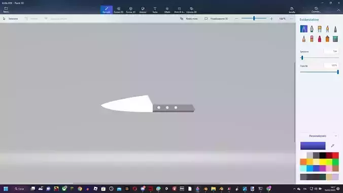 knife on computer screen