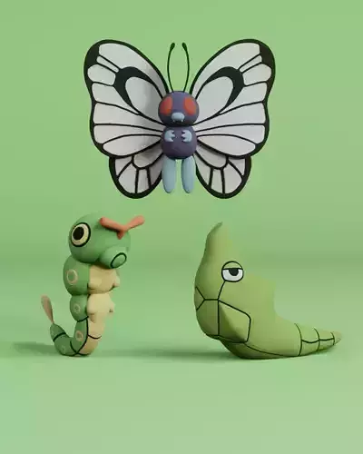 Caterpie Evolution line 3D print model