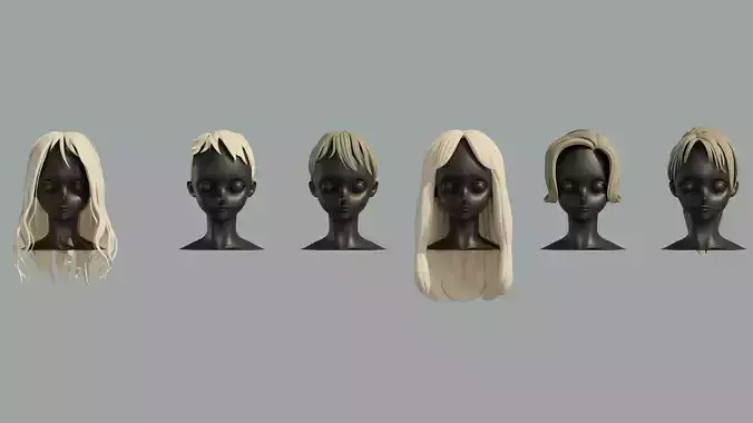 Stylized Hair models 3D model