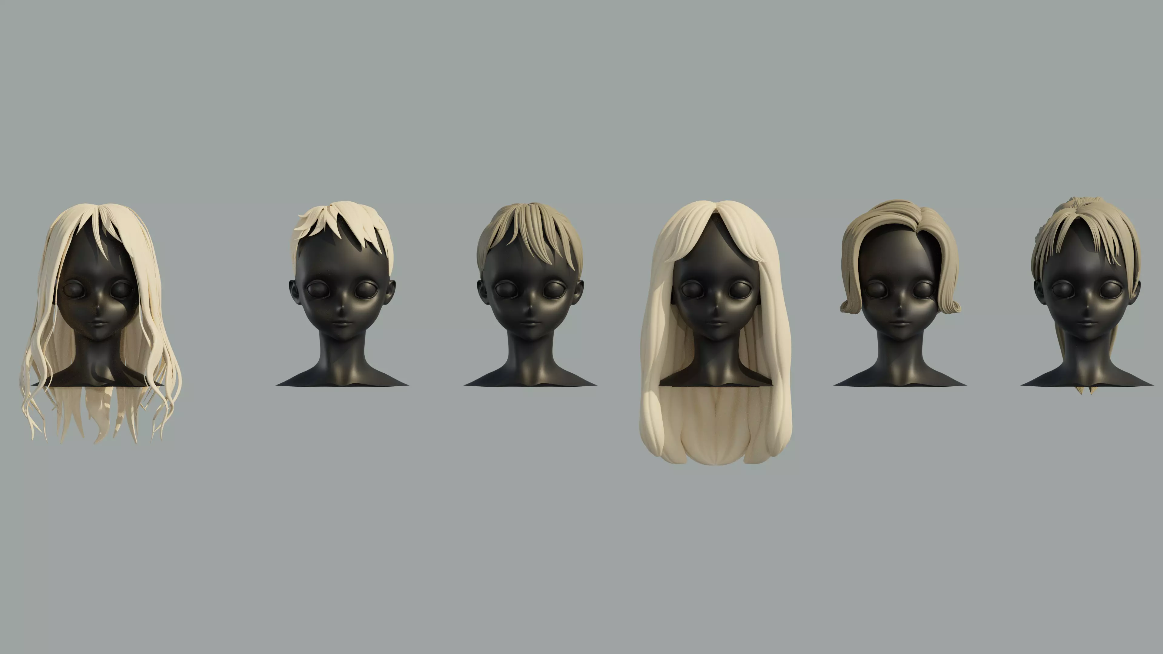 Stylized Hair models 3D model_0