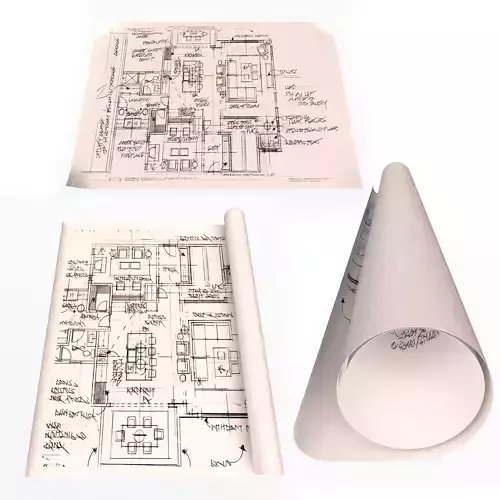 House Blueprints Set Low-poly 3D model