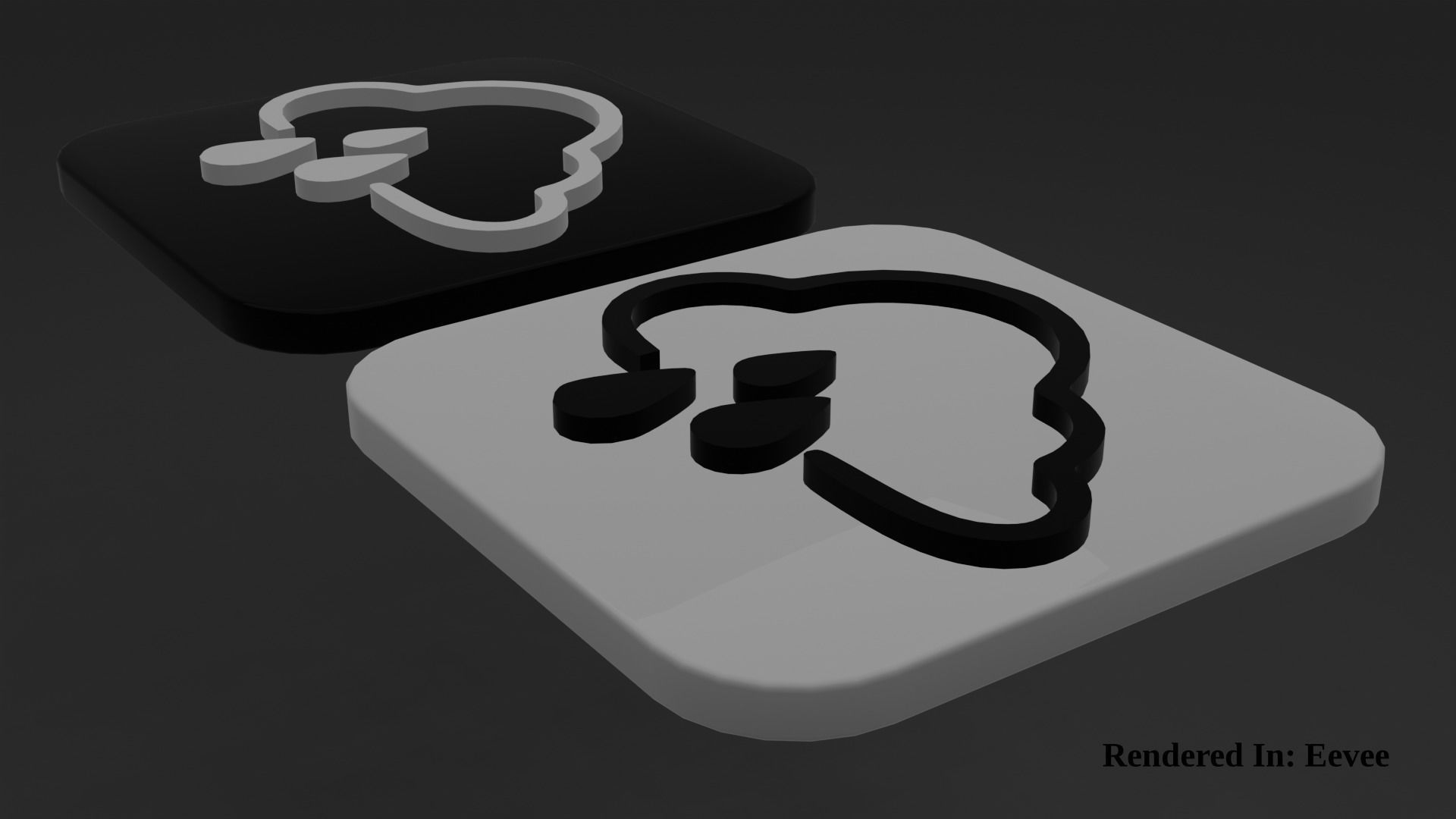 Weather Icon 04 Black White edition Low-poly 3D model_6