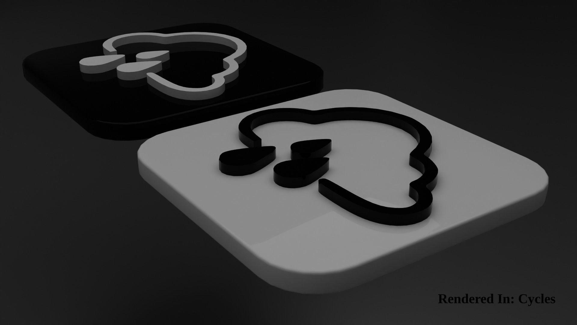 Weather Icon 04 Black White edition Low-poly 3D model_2