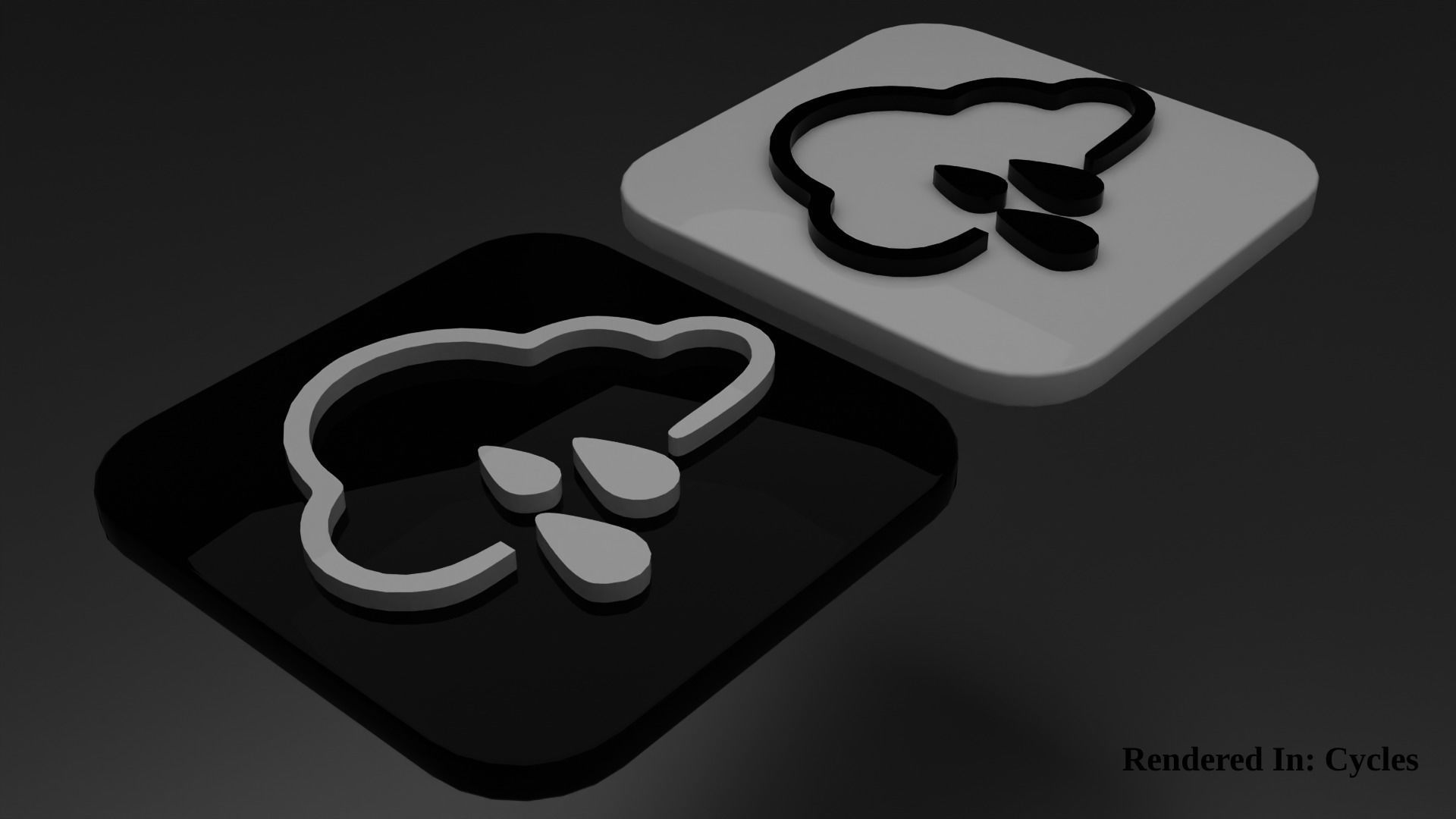Weather Icon 04 Black White edition Low-poly 3D model_1