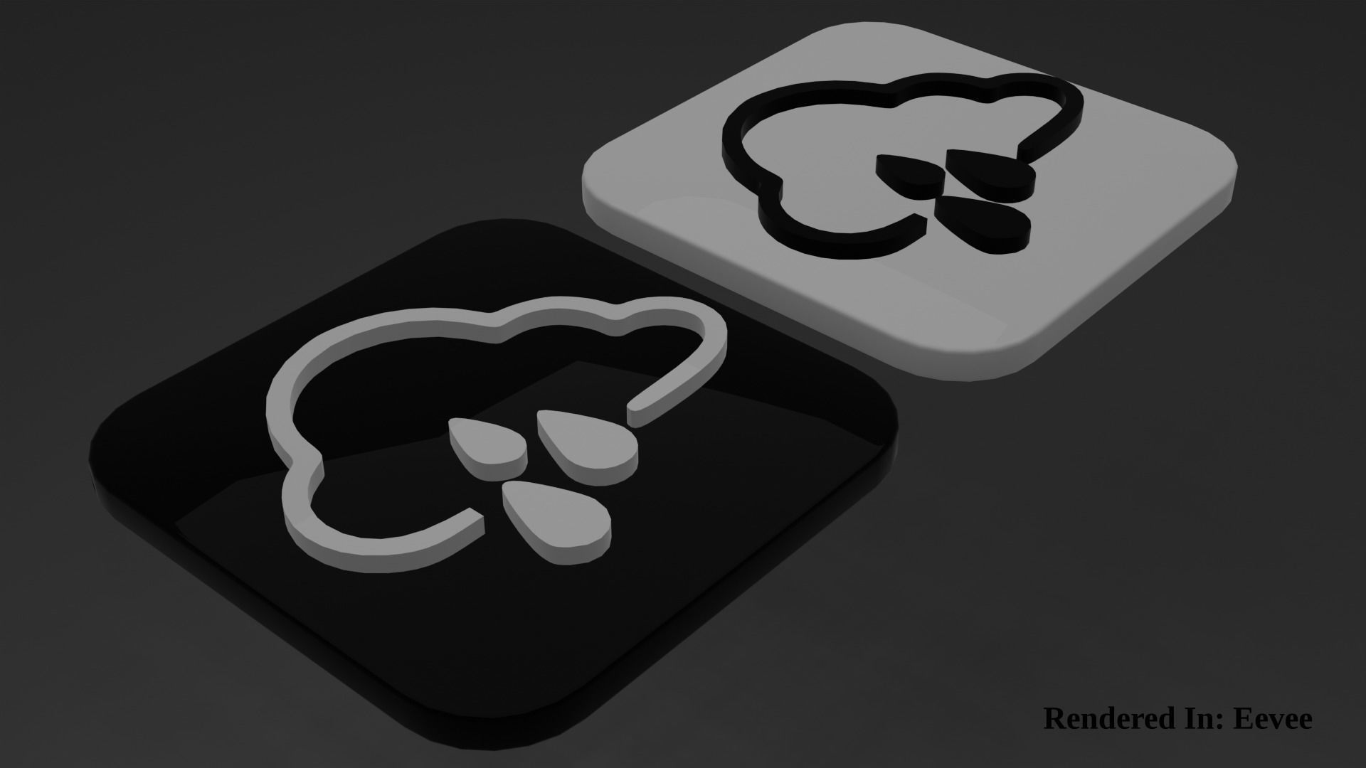 Weather Icon 04 Black White edition Low-poly 3D model_4