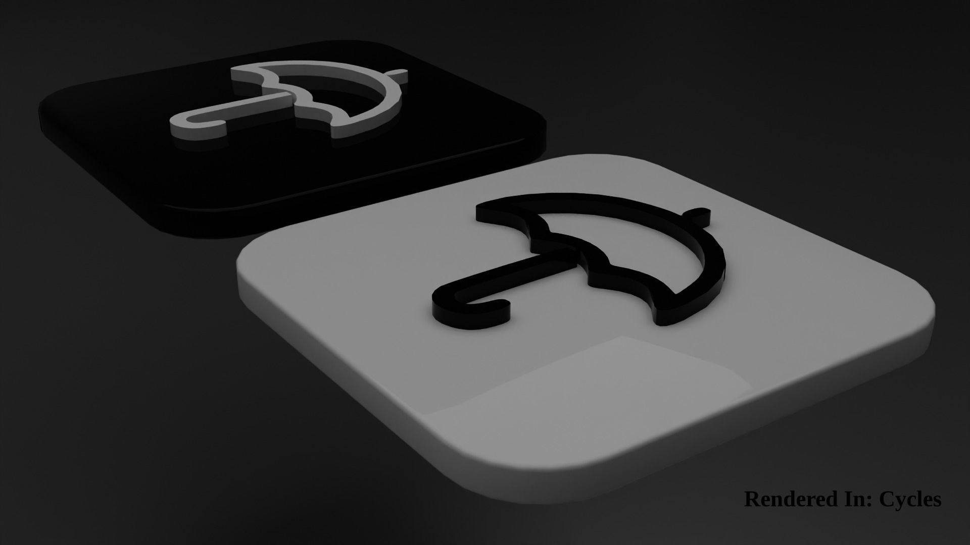 Weather Icon 06 Black White edition Low-poly 3D model_2