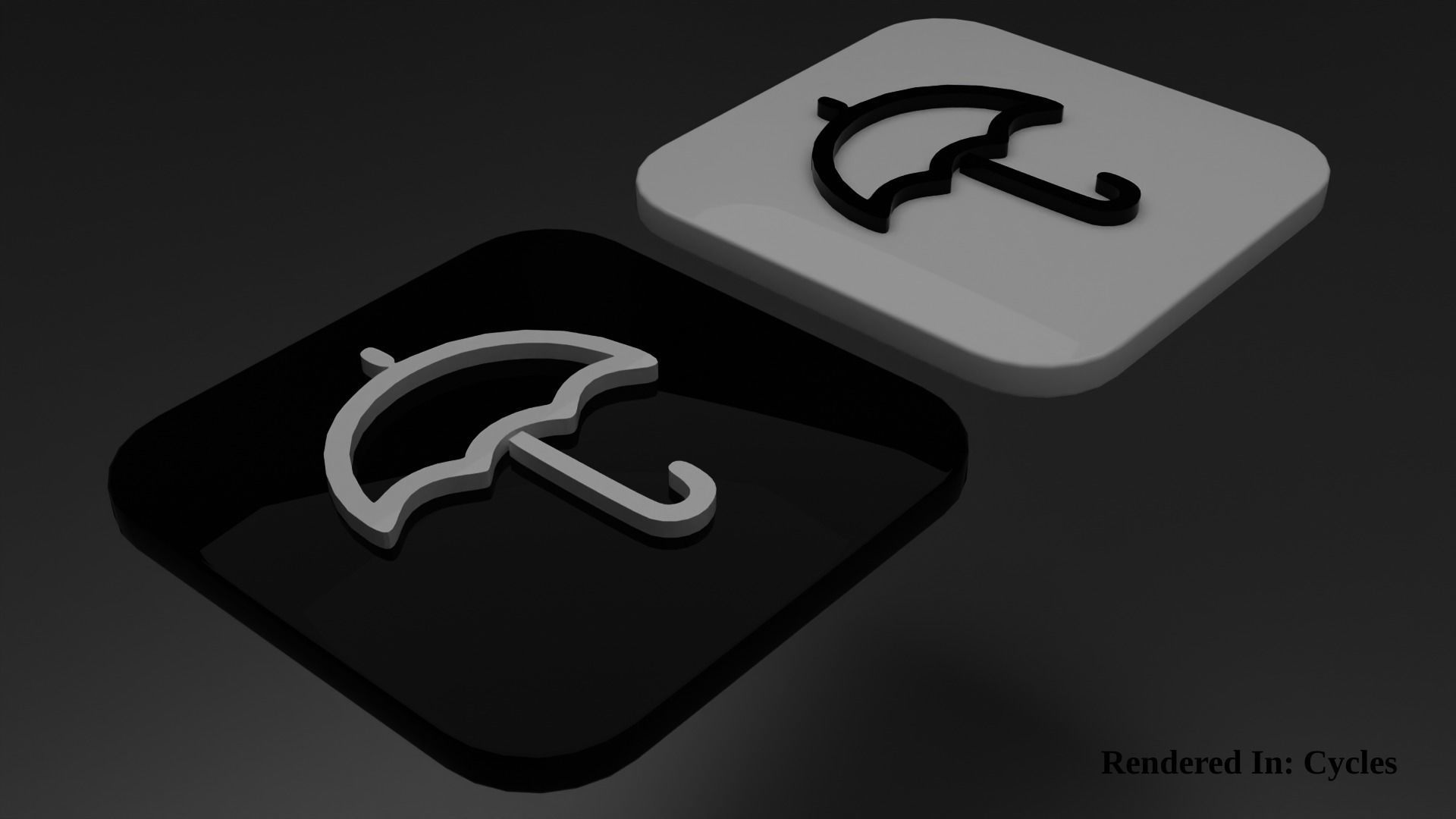 Weather Icon 06 Black White edition Low-poly 3D model_1