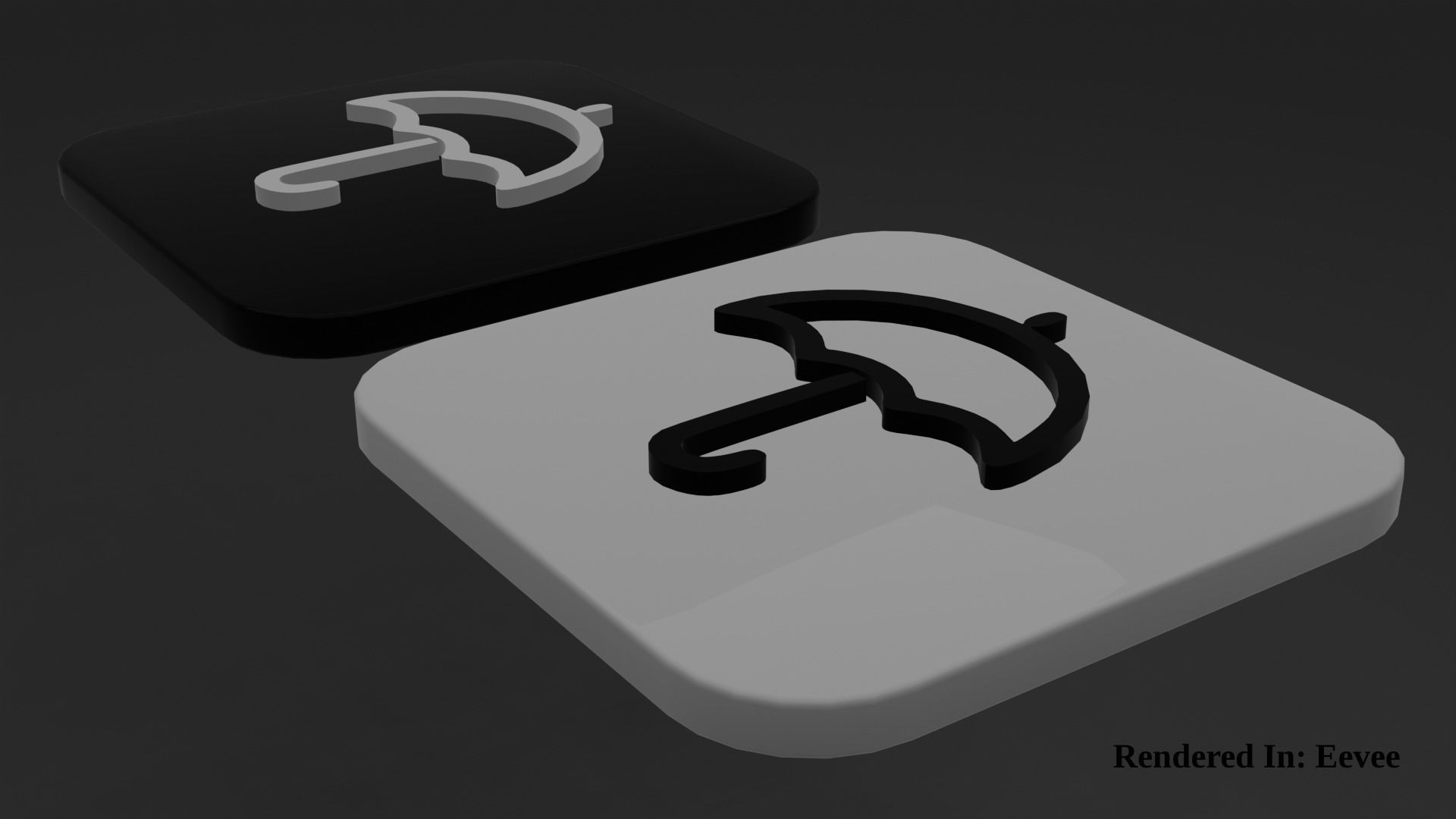 Weather Icon 06 Black White edition Low-poly 3D model_5