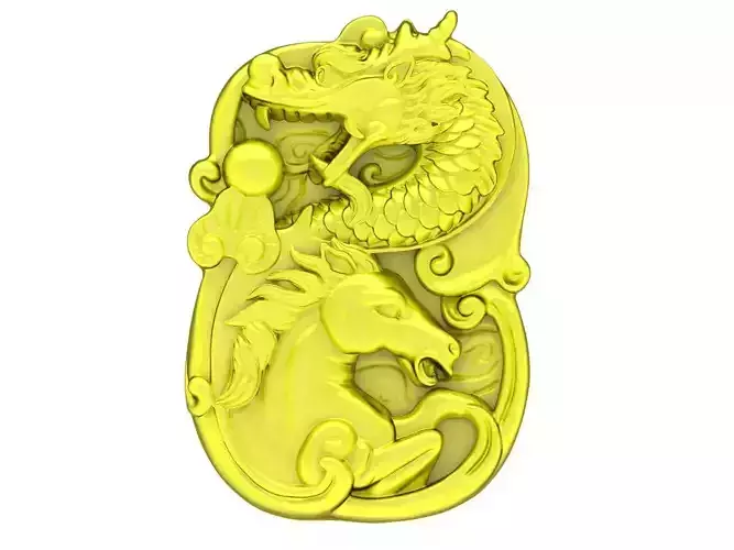 Vietnamese Silver Dragon Horse Pendant 3D Print Model A4695
