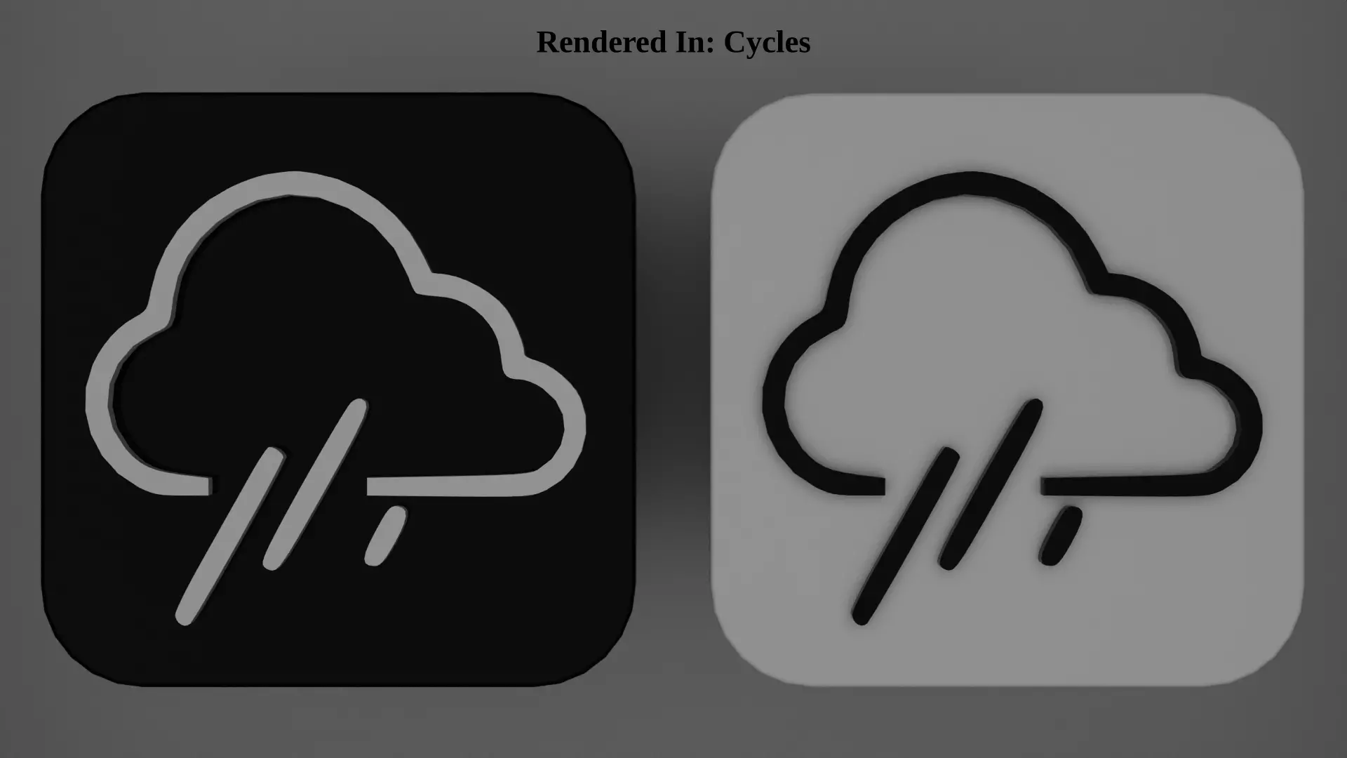 Weather Icon 08 Black White edition Low-poly 3D model_0