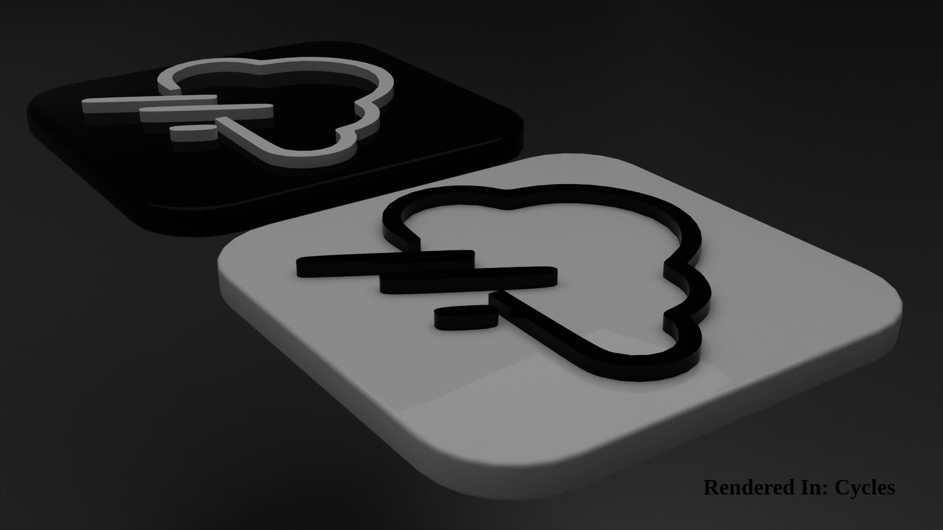 Weather Icon 08 Black White edition Low-poly 3D model_2