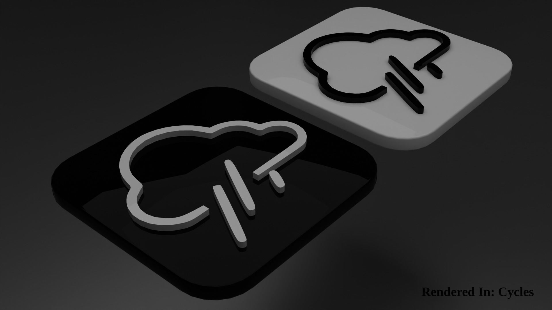 Weather Icon 08 Black White edition Low-poly 3D model_1