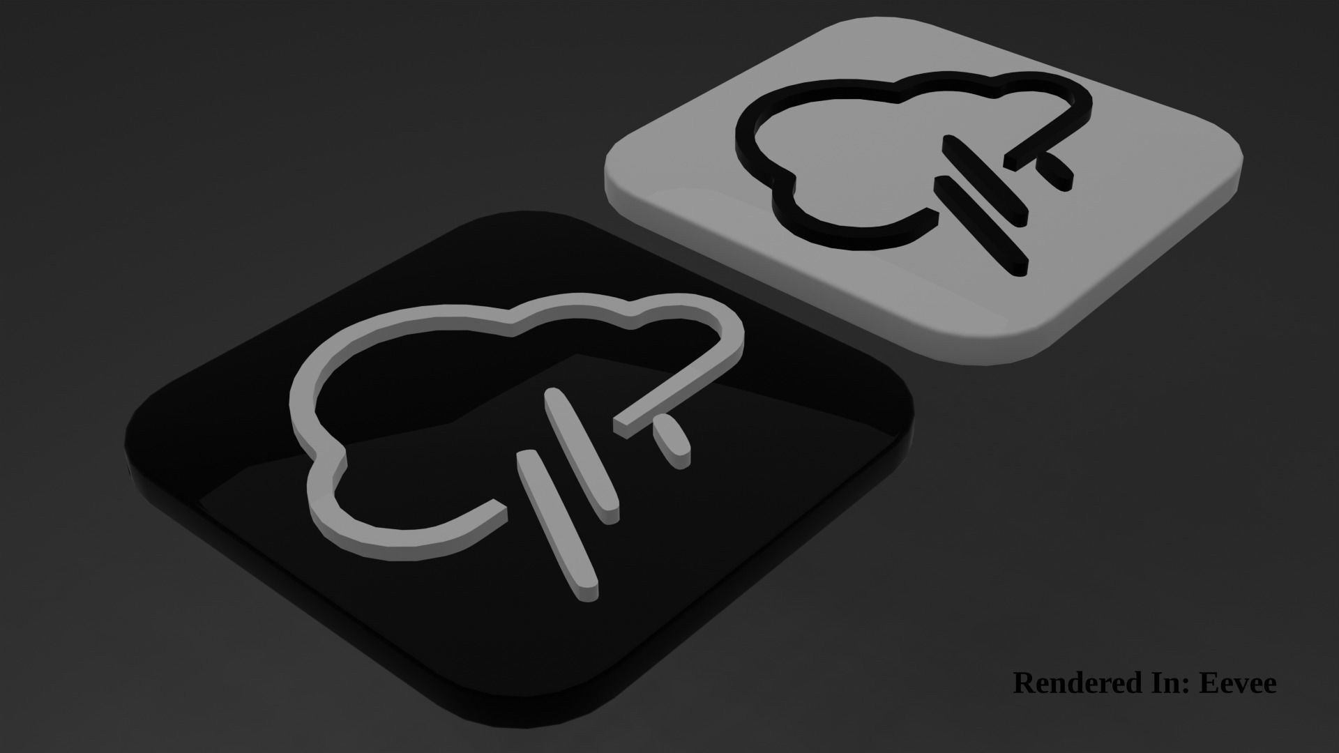 Weather Icon 09 Black White edition Low-poly 3D model_4