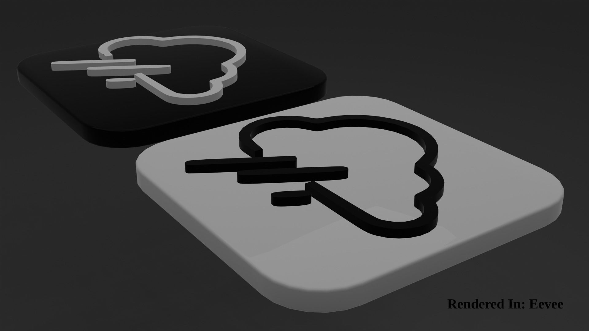 Weather Icon 09 Black White edition Low-poly 3D model_5