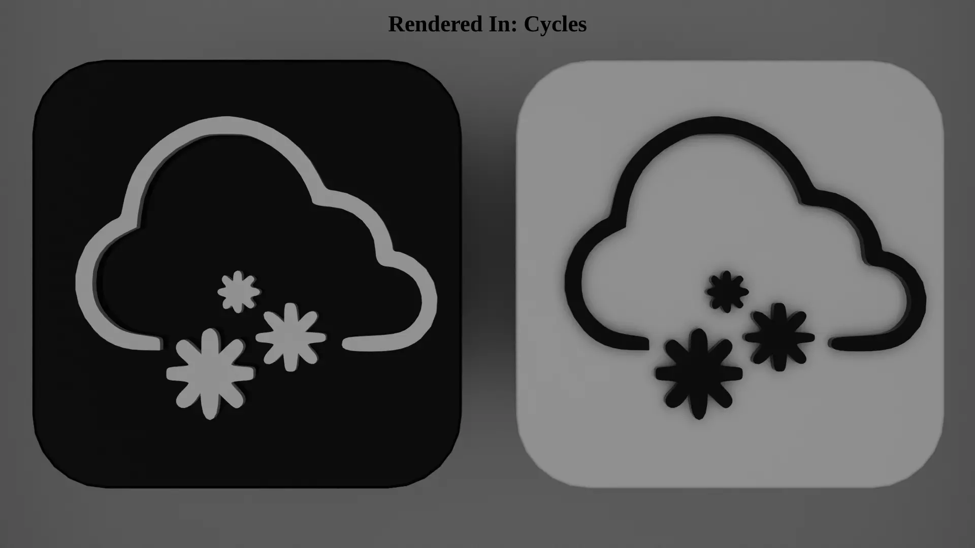 Weather Icon 10 Black White edition Low-poly 3D model_0