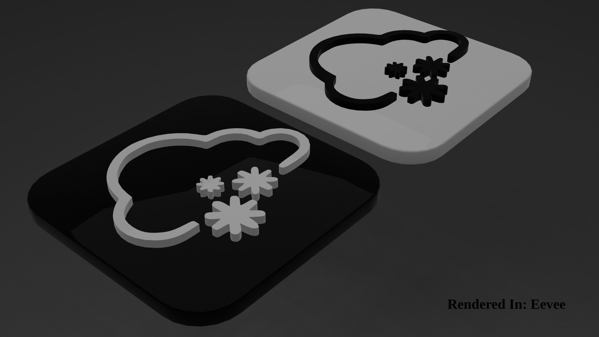 Weather Icon 10 Black White edition Low-poly 3D model_5
