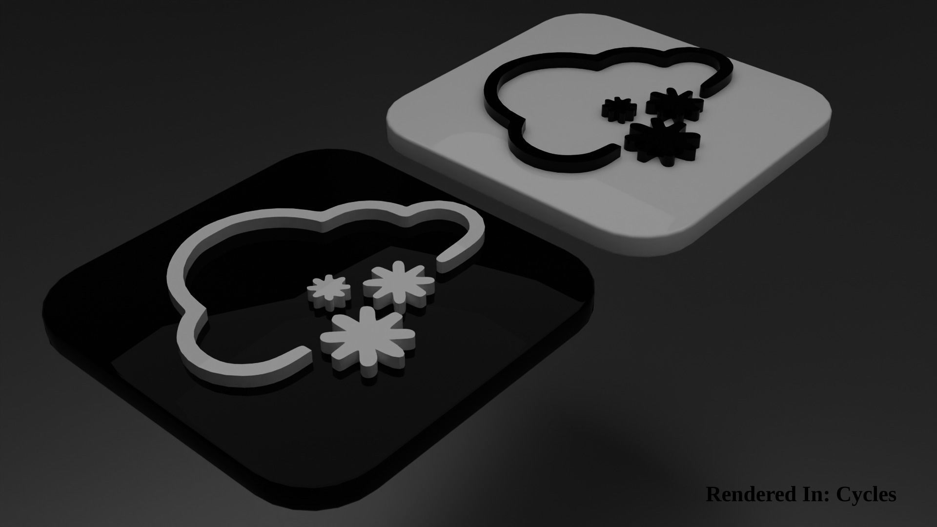 Weather Icon 10 Black White edition Low-poly 3D model_1