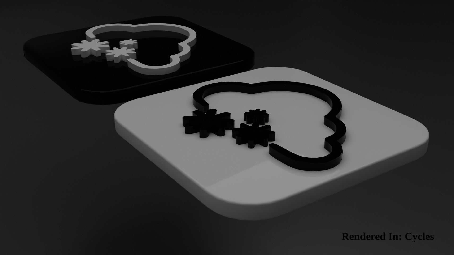 Weather Icon 10 Black White edition Low-poly 3D model_2
