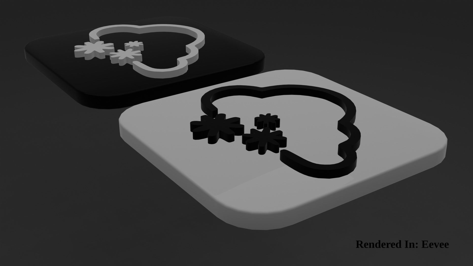 Weather Icon 10 Black White edition Low-poly 3D model_6