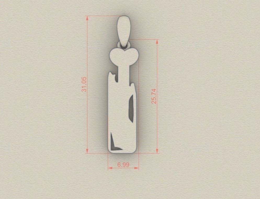 Model 960 I Zombie Initial Letter Alphabet Pendant 3D print model_5