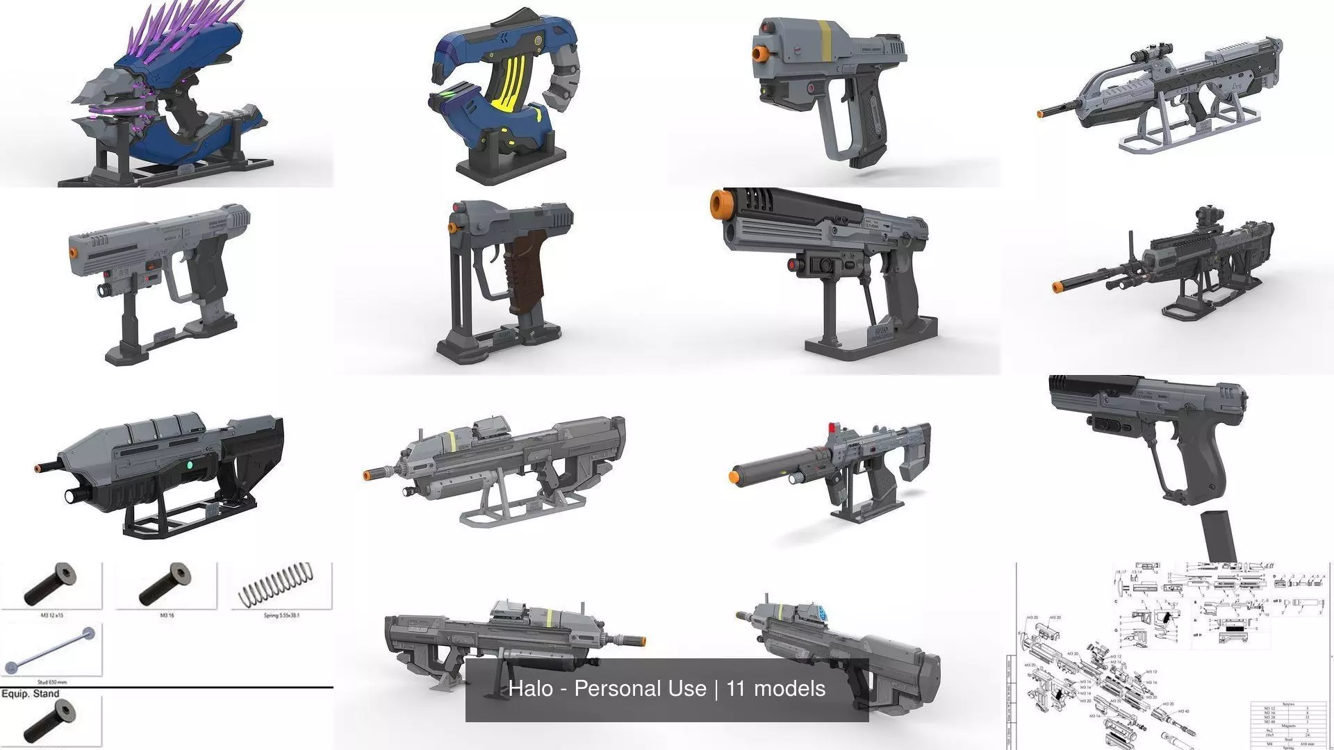 Halo  - Weapons Set - 11 Printable models - STL - Personal Use 3D Model Collection_0