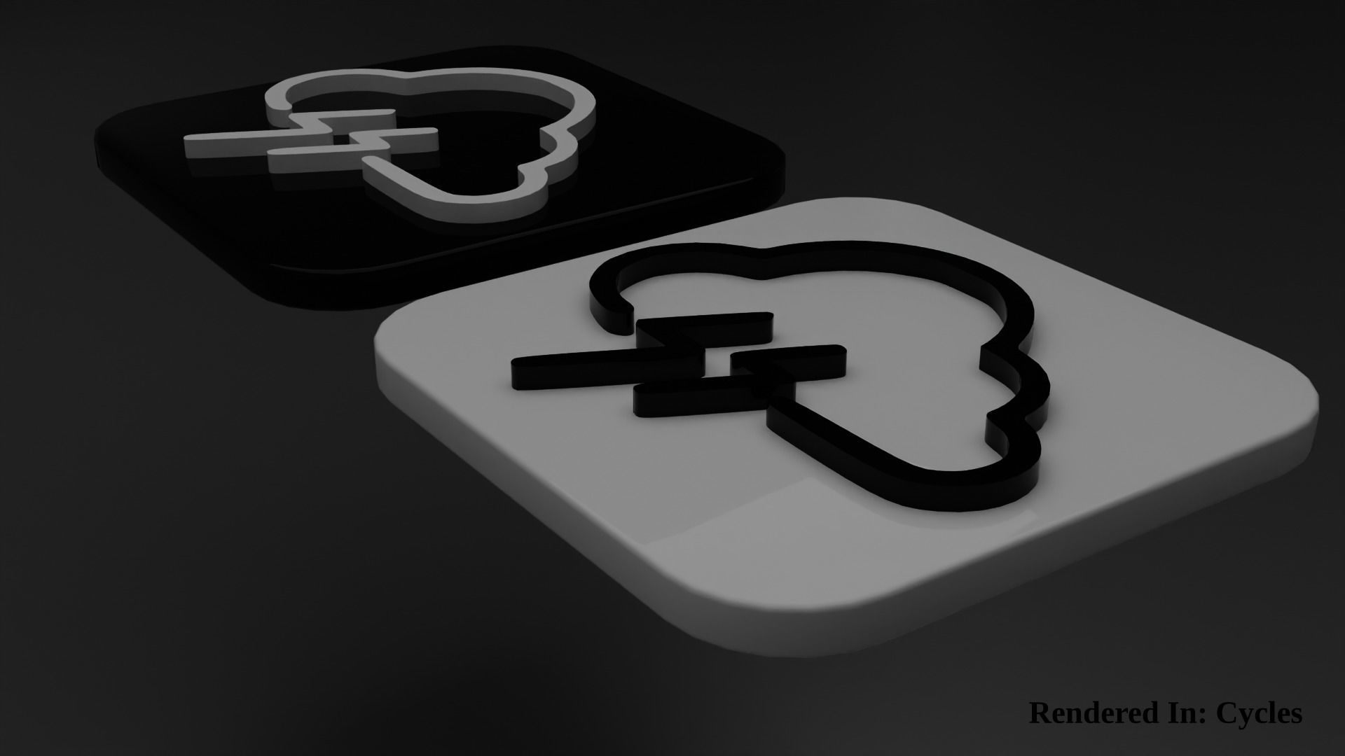 Weather Icon 13 Black White edition Low-poly 3D model_2