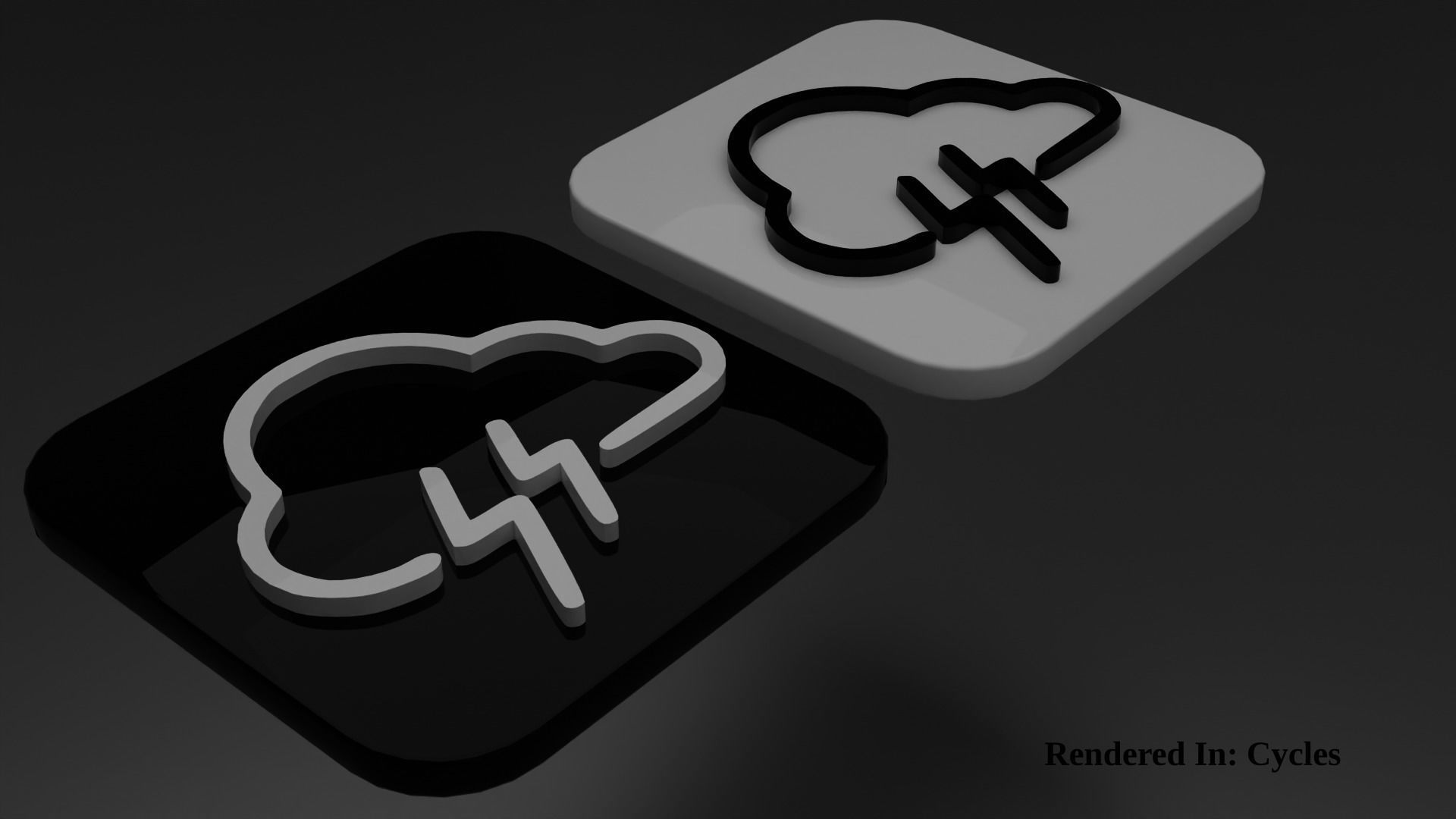 Weather Icon 13 Black White edition Low-poly 3D model_1