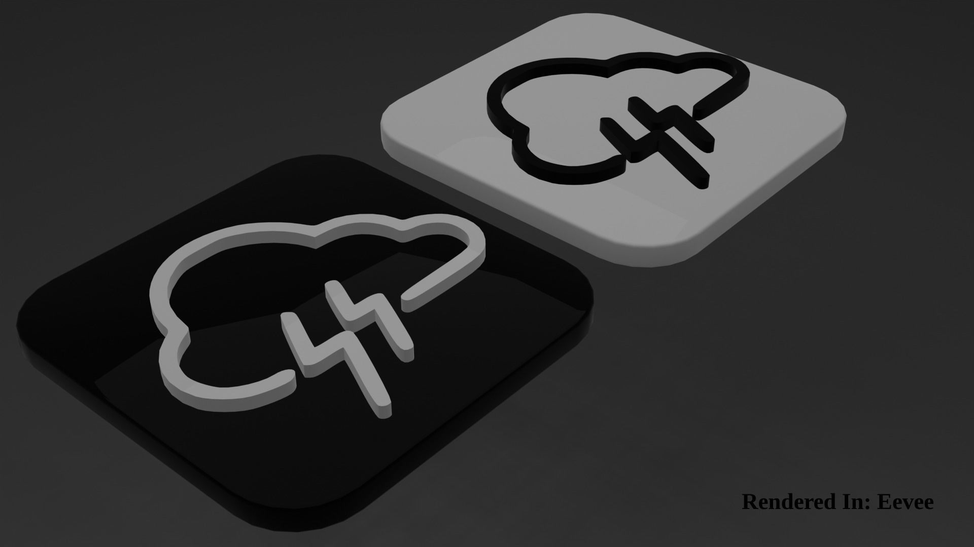 Weather Icon 13 Black White edition Low-poly 3D model_5