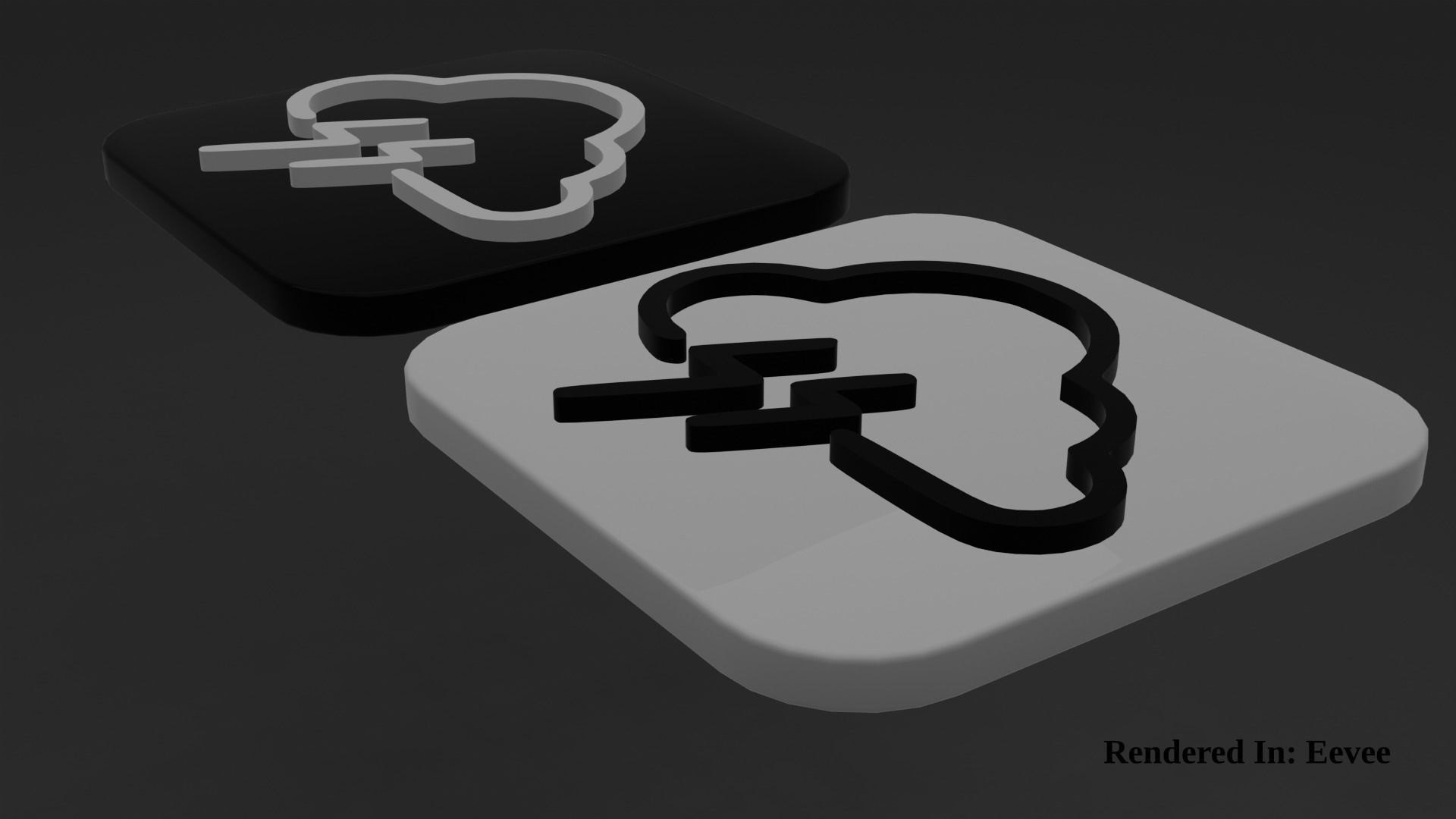Weather Icon 13 Black White edition Low-poly 3D model_6