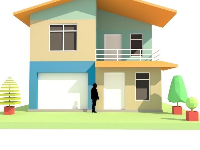 Modern House 04 Low-poly 3D model_9