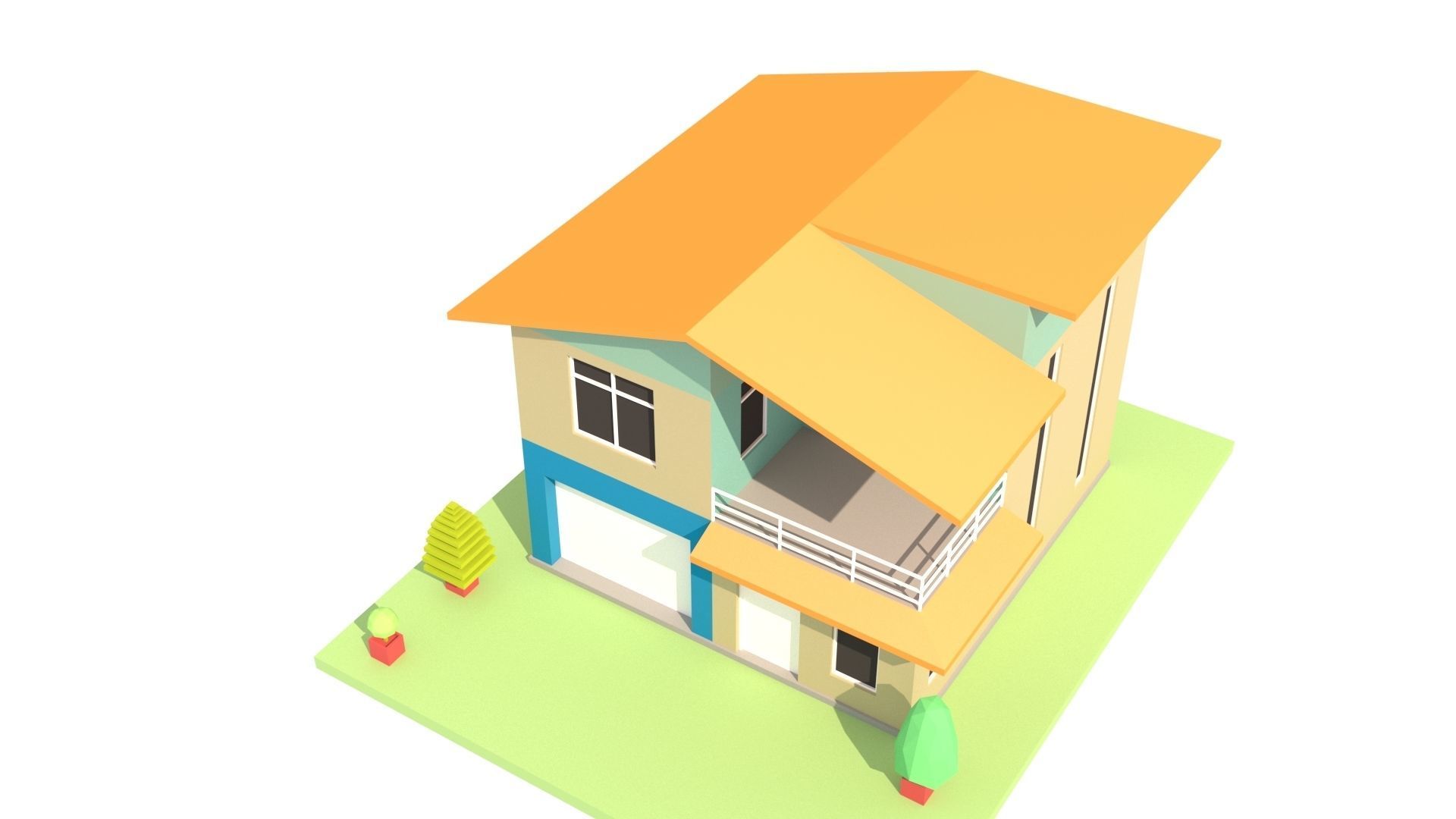 Modern House 04 Low-poly 3D model_3