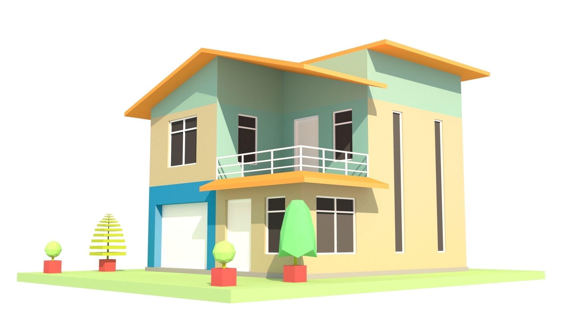 Modern House 04 Low-poly 3D model_7