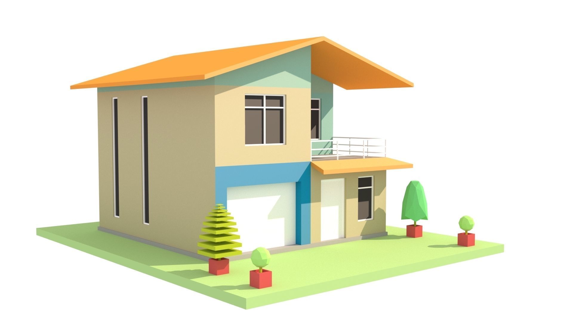Modern House 04 Low-poly 3D model_1