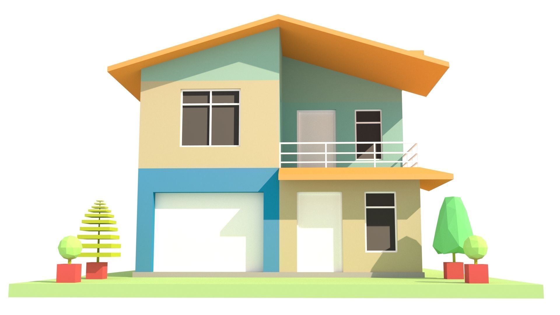 Modern House 04 Low-poly 3D model_8