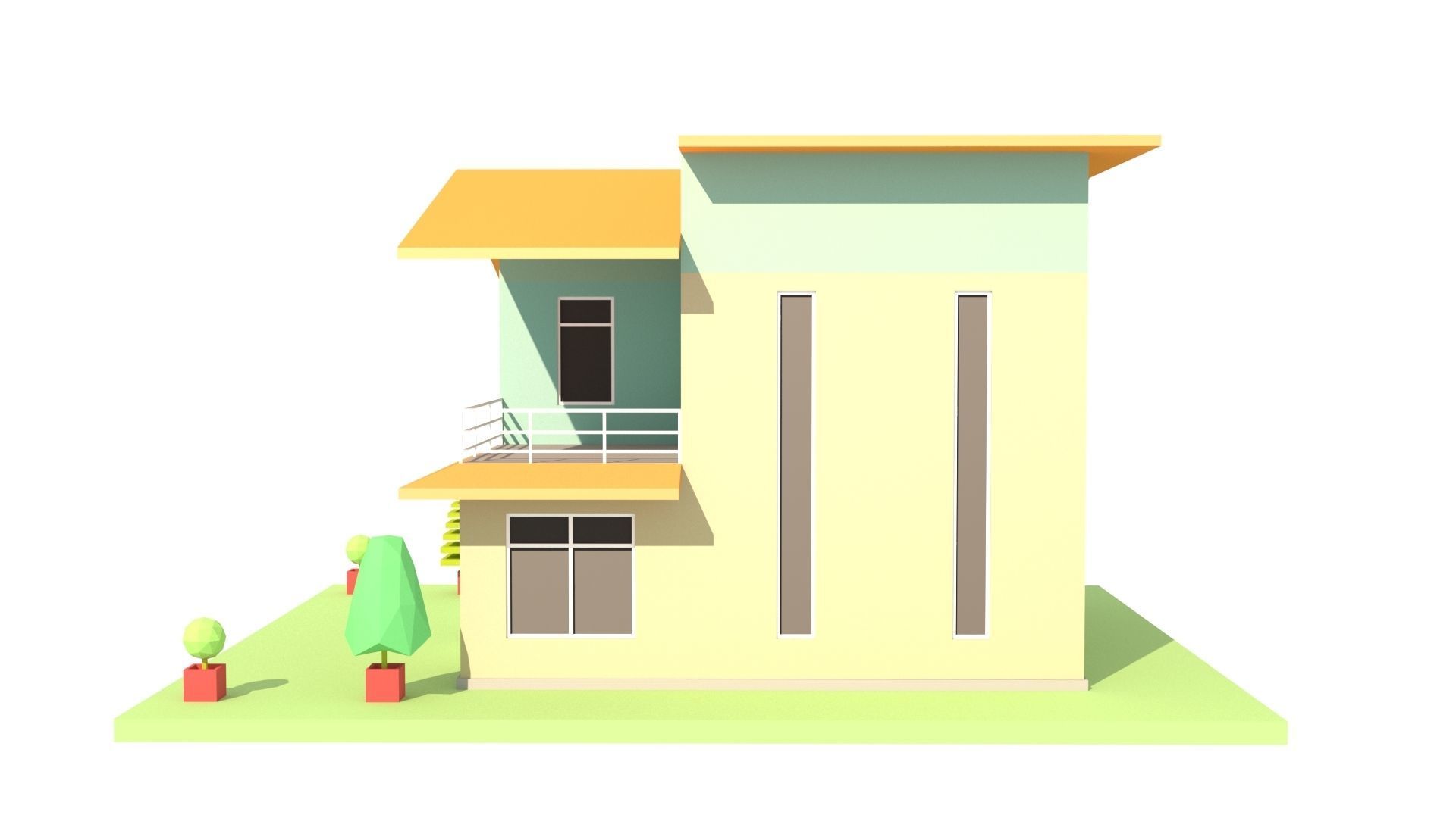 Modern House 04 Low-poly 3D model_4
