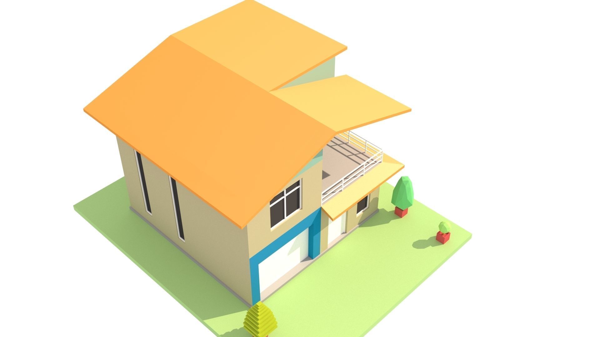 Modern House 04 Low-poly 3D model_2
