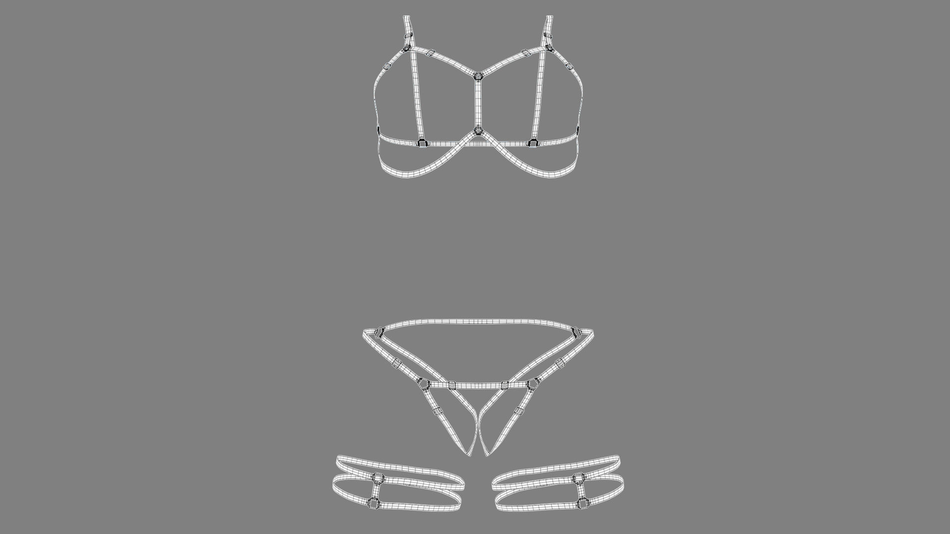 Body Harness Low-poly 3D model_6