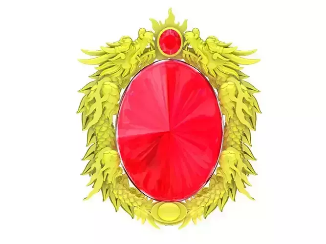 Fengshui Zodiac Lucky Oval Gemstones Dragon Pendant A4696