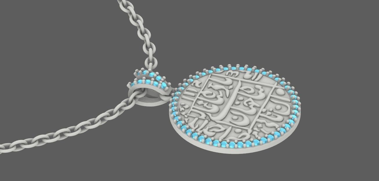 Mughal Arabic Diamond Pendant Design 3D print model_4