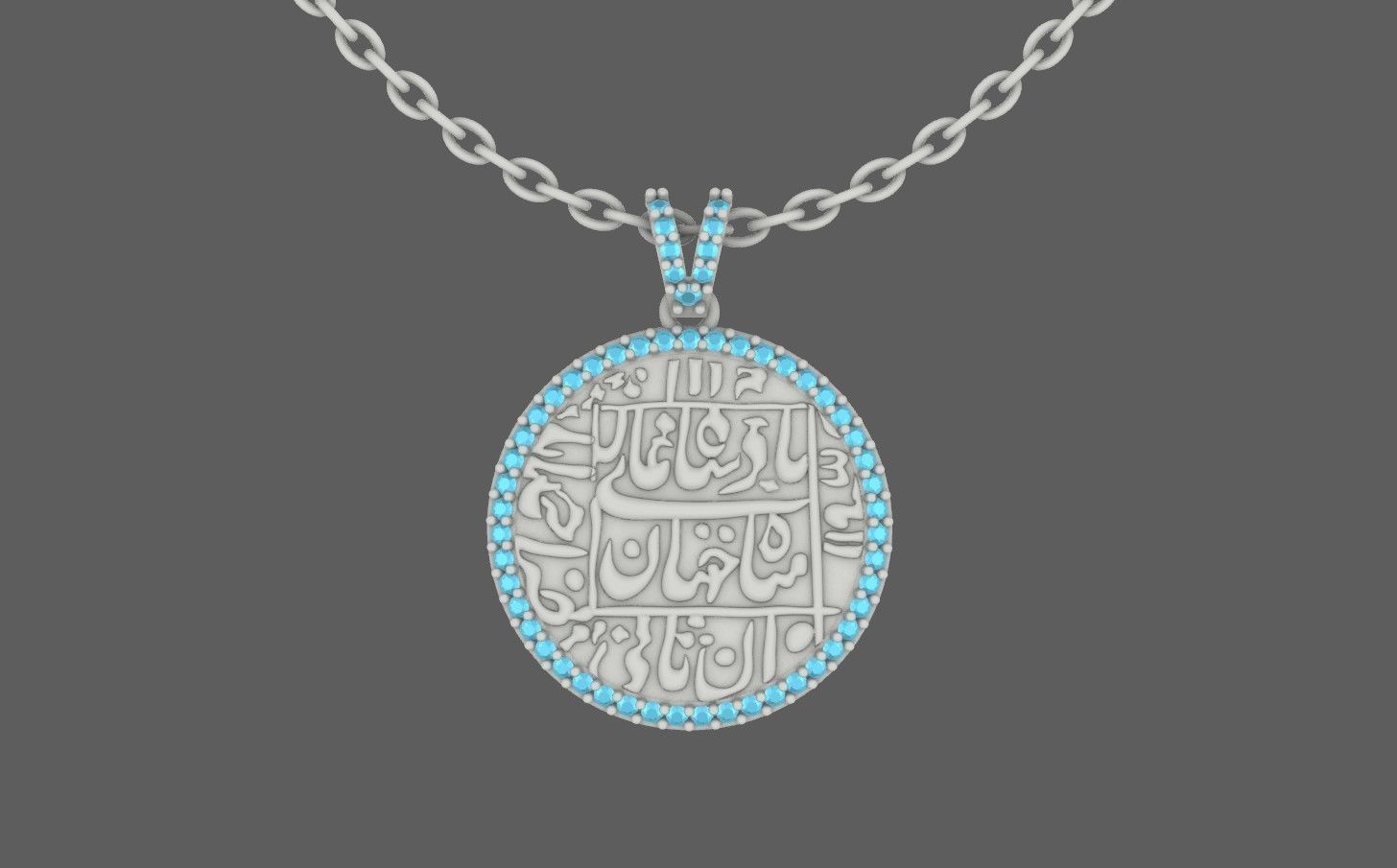 Mughal Arabic Diamond Pendant Design 3D print model_1