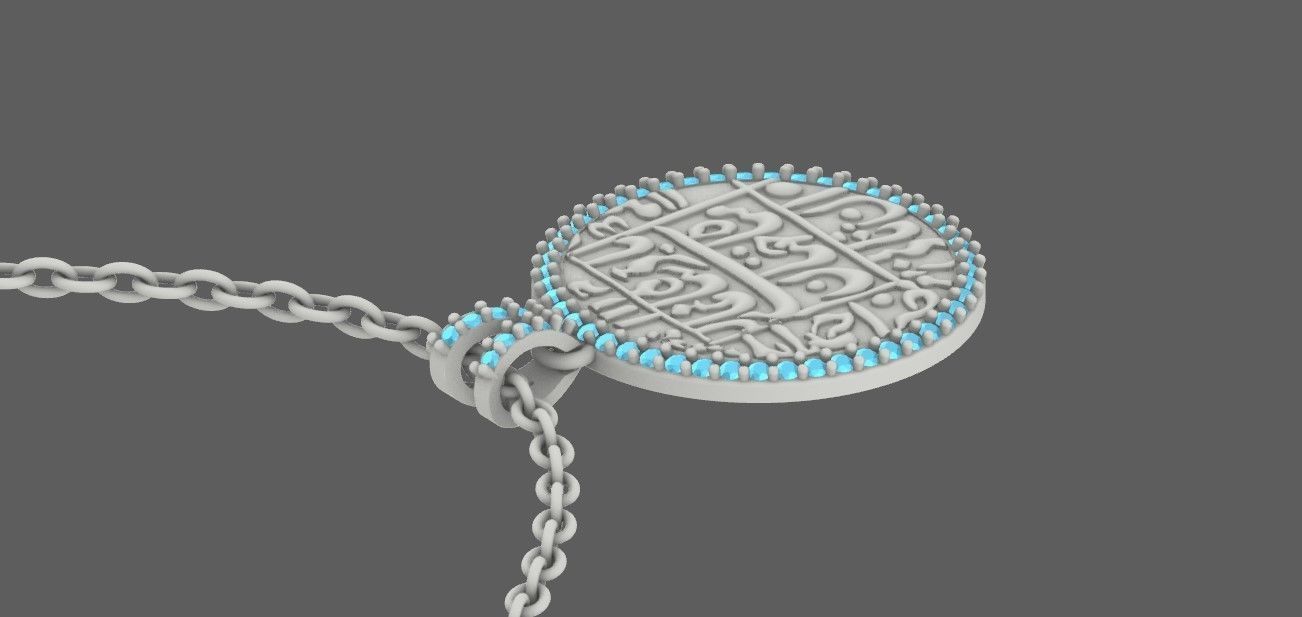 Mughal Arabic Diamond Pendant Design 3D print model_3