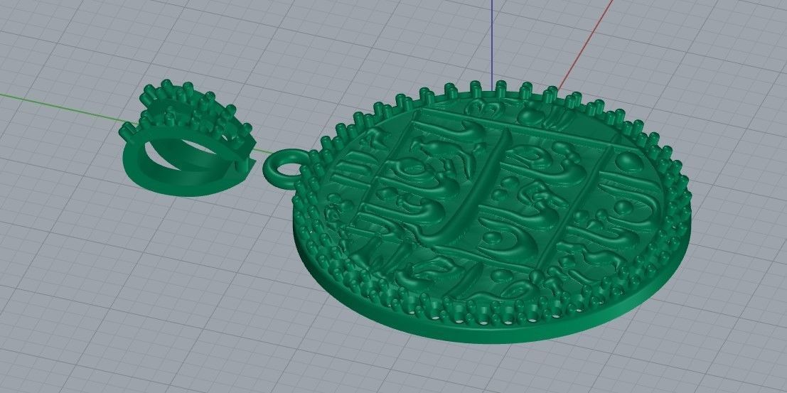 Mughal Arabic Diamond Pendant Design 3D print model_7
