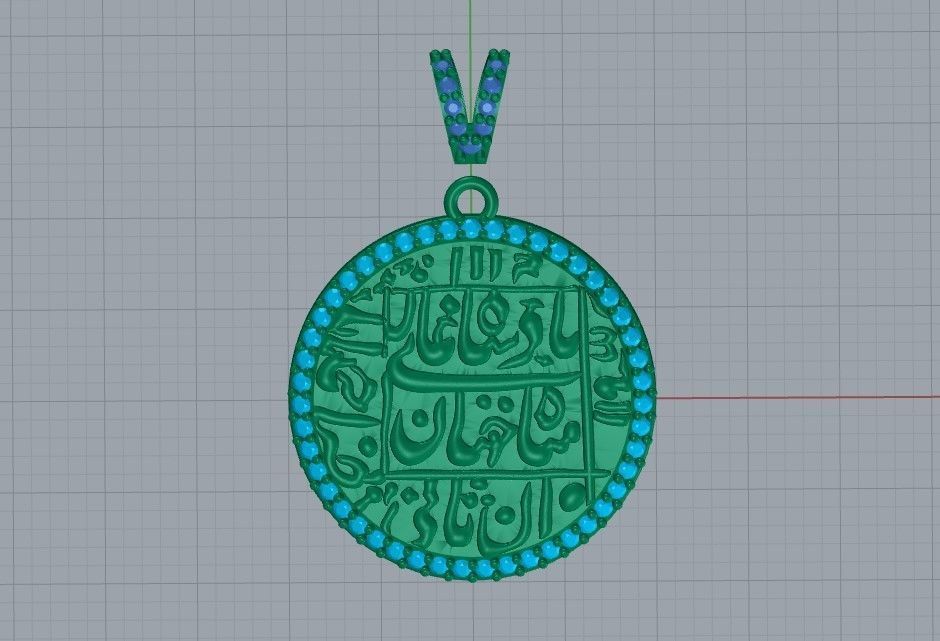 Mughal Arabic Diamond Pendant Design 3D print model_6