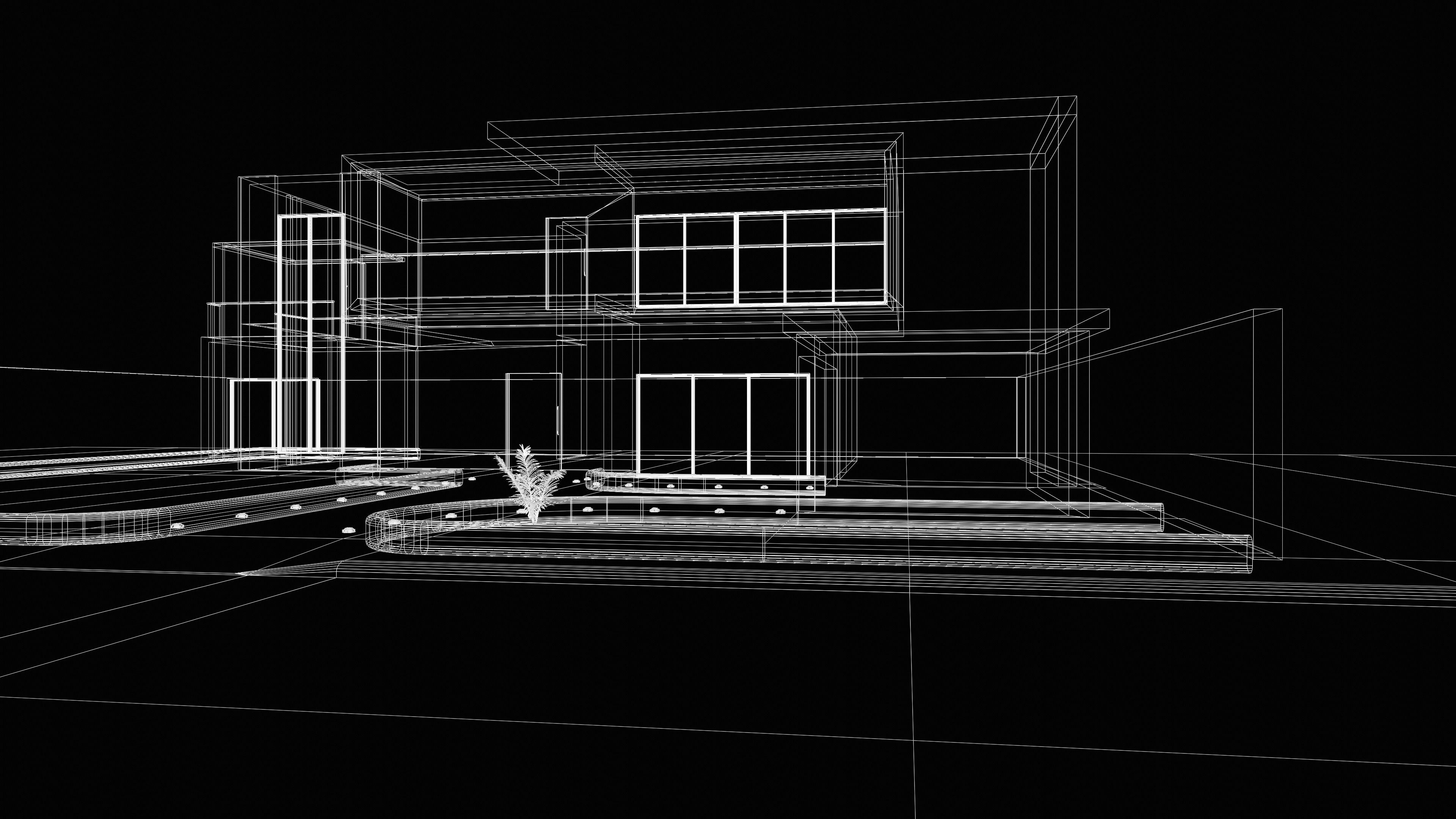 Modren Luxury House Low-poly 3D model_4