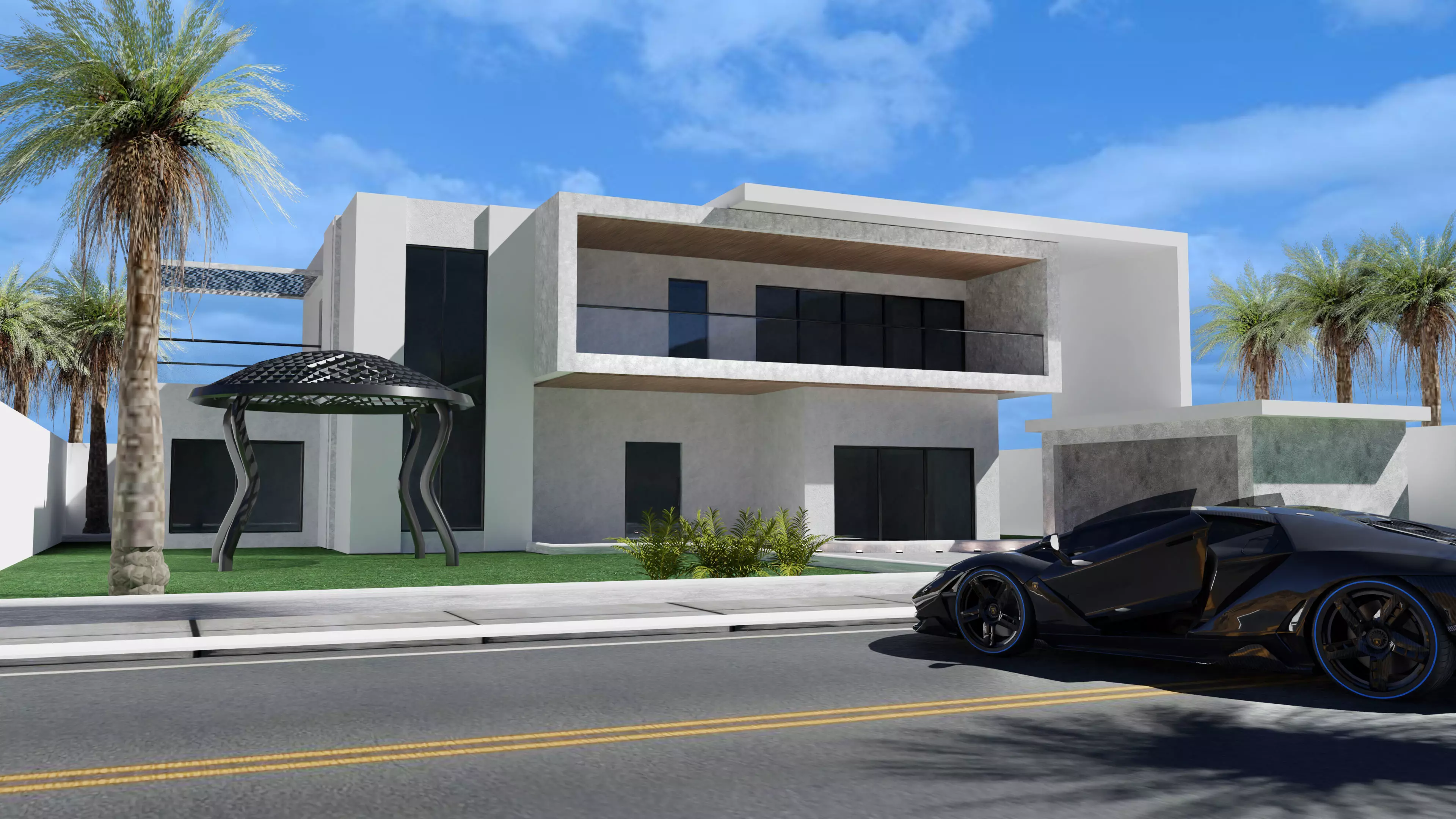 Modren Luxury House Low-poly 3D model_0